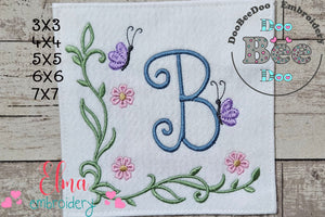 Little Garden Monogram B Letter B - Fill Stitch - Machine Embroidery Design