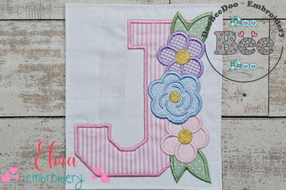 Monogram J and Flowers - Applique
