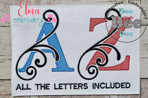 Flourish Alphabet Monogram - Fill Stitch