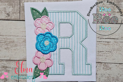 Monogram R and Flowers - Applique