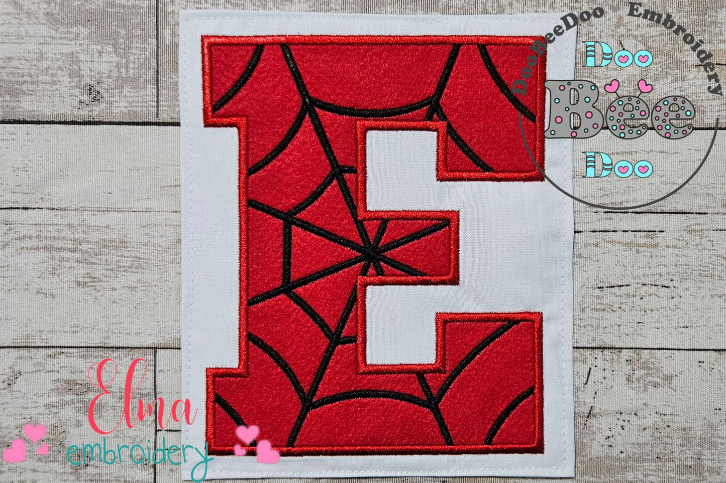 Monogram E Spider Web Letter E - Applique