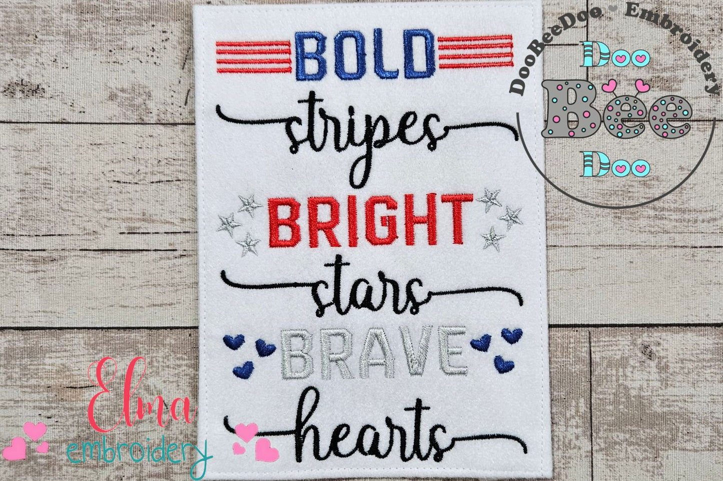 Bold Stripes Bright Stars Brave Hearts - Fill Stitch