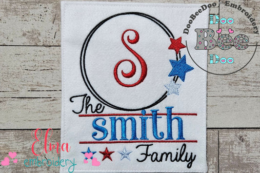 Patriotic Family Name Frame - Fill Stitch - Machine Embroidery Design