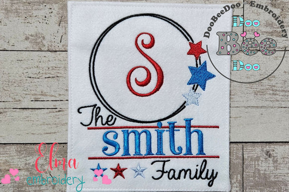 Patriotic Family Name Frame - Fill Stitch - 4x4 5x4 5x7 5x8 6x10 7x12