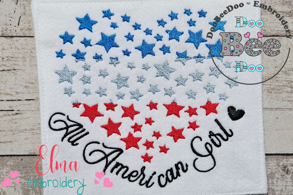 Stars All American Girl 4th of July - Fill Stitch - Machine Embroidery Design