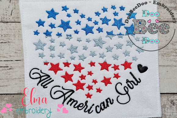 Stars All American Girl 4th of July - Fill Stitch