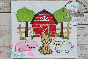 Farm Barn and Animals - Fill Stitch