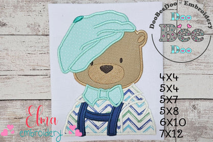 Teddy Bear with Beret - Applique - Machine Embroidery Design