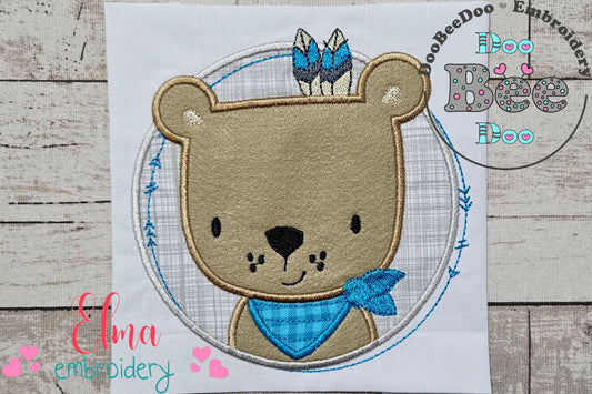 Boho Bear Boy Frame - Applique