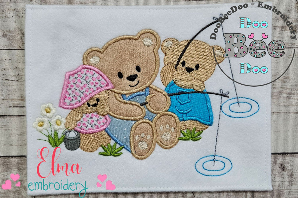 Family of Bears Fishing - Applique