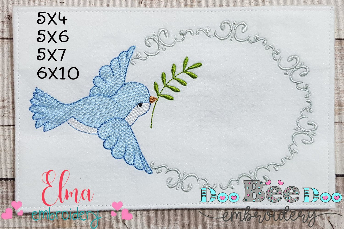 Bird and Sprig Frame - Fill Stitch - Machine Embroidery Design