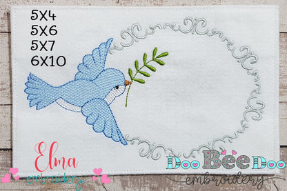 Bird and Sprig Frame - Fill Stitch - Machine Embroidery Design