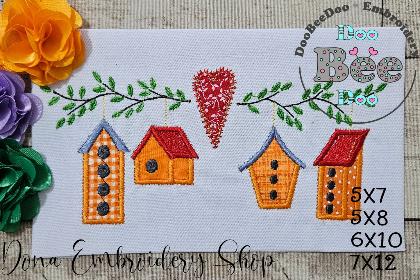 Bird Houses - Applique - Machine Embroidery Design