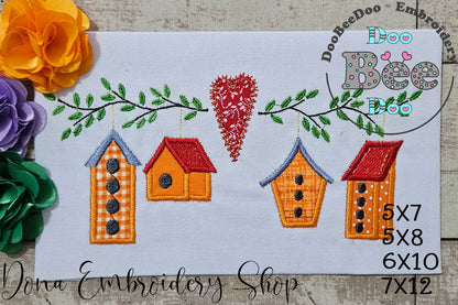 Bird Houses - Applique - Machine Embroidery Design