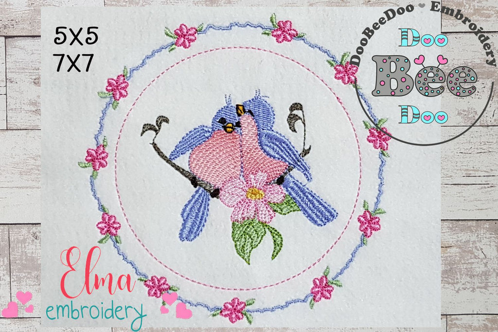 Birds in Love - Fill Stitch Embroidery