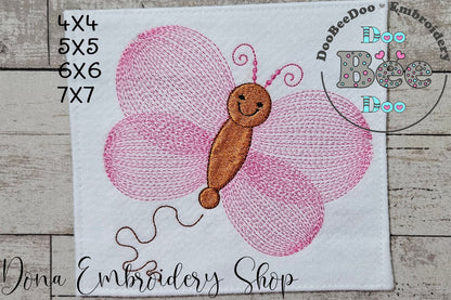 Cute Butterfly - Rippled Stitch - Machine Embroidery Design