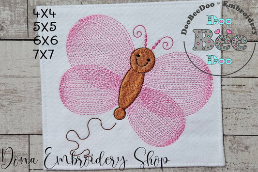 Cute Butterfly - Rippled Stitch - Machine Embroidery Design