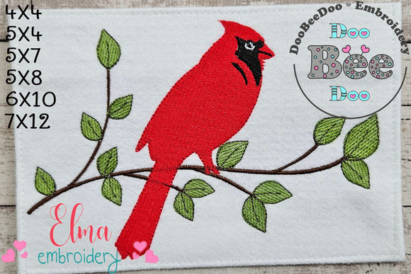 Cardinal on the Branch - Fill Stitch - Machine Embroidery Design