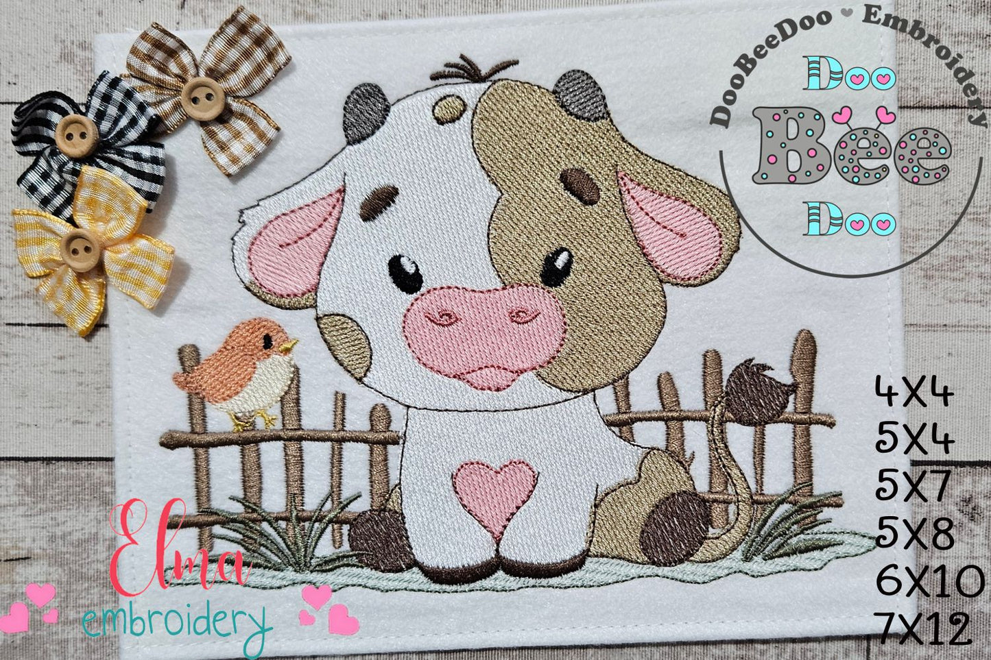 Sweet Little Farm Cow Boy – Fill Stitch – Machine Embroidery Design
