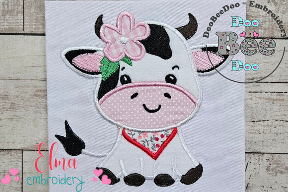 Little Cow Girl - Applique - Machine Embroidery Design