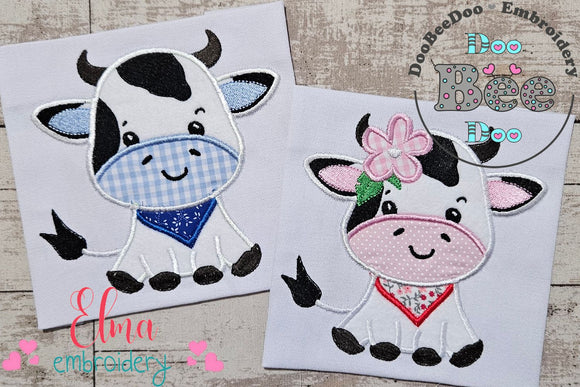Little Cow Boy and Girl - Applique - Set of 2 designs