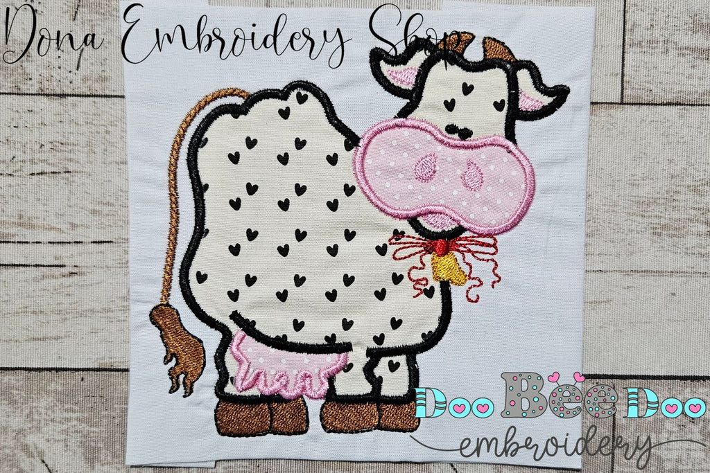 Cute Cow  - Applique - Machine Embroidery Design
