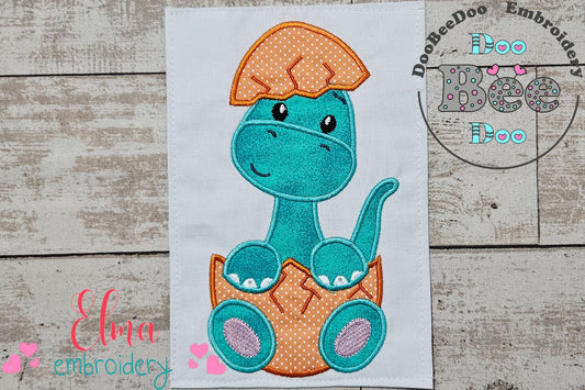 Baby Brachiosaurus in the Egg - Applique - Machine Embroidery Design