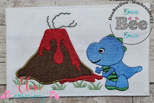 Dinosaur and Volcano - Applique