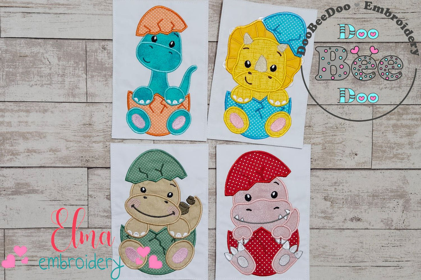 Four Baby Dinosaurs in the Egg - Applique - Set of 4 designs