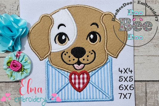 Puppy Boy Love Letter - Applique - Machine Embroidery Design
