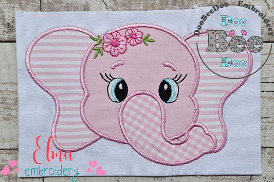 Elephant Face Girl - Applique - Machine Embroidery Design