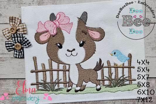 Farm Nanny Goat Cutie – Fill Stitch – Machine Embroidery Design