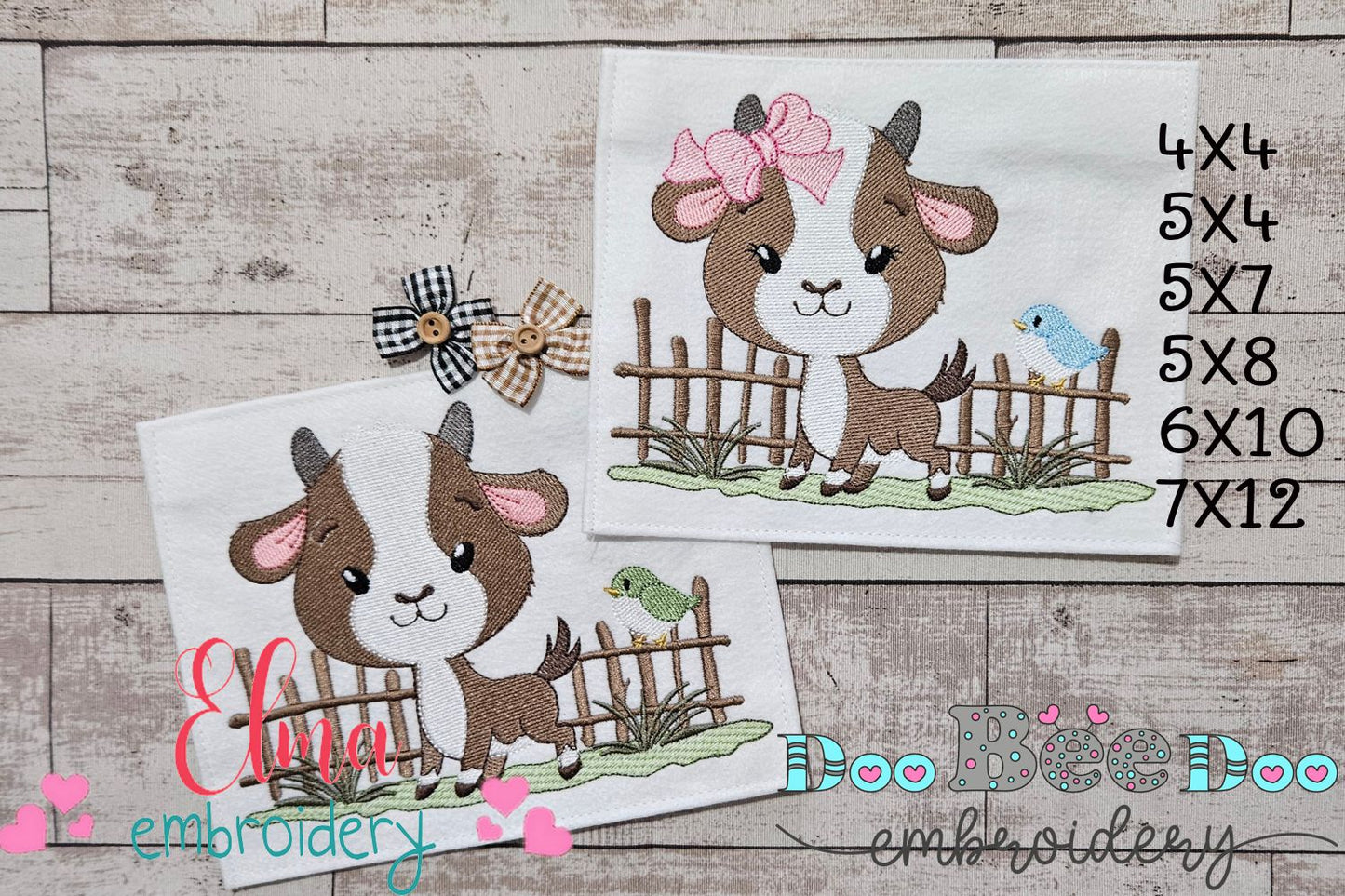 Goat Cuties Farm Set – Fill Stitch – Machine Embroidery Design