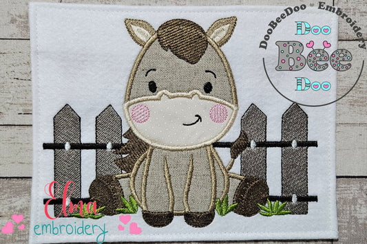 Horse Boy and Fence - Applique - Machine Embroidery Design
