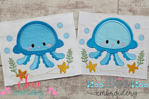 Cute Jellyfish Boy - Fill Stitch & Applique - Set of 2 designs