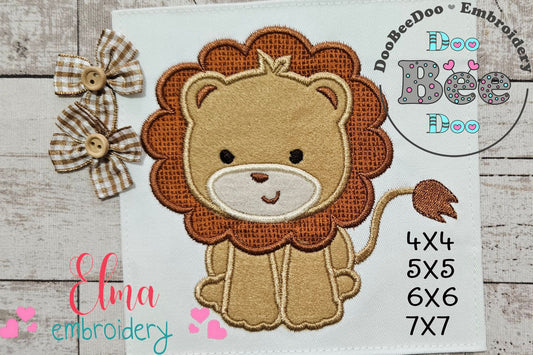 Cute Safari Lion Boy - Applique - Machine Embroidery Design