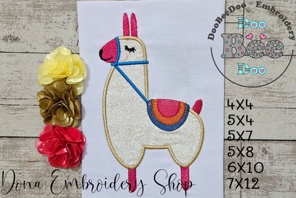 Cute Llama - Applique - Machine Embroidery Design