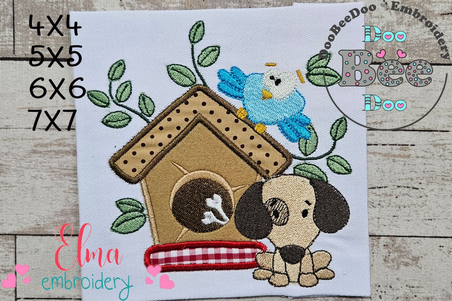 Cute Blue Bird Includes Both Applique and Stitch Embroidery Design