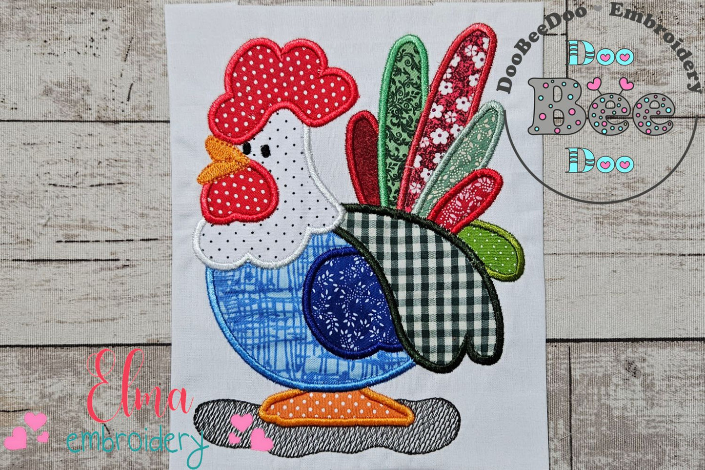 Colorful Rooster - Applique - Machine Embroidery Design