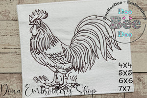 Rooster - Redwork - Machine Embroidery Design