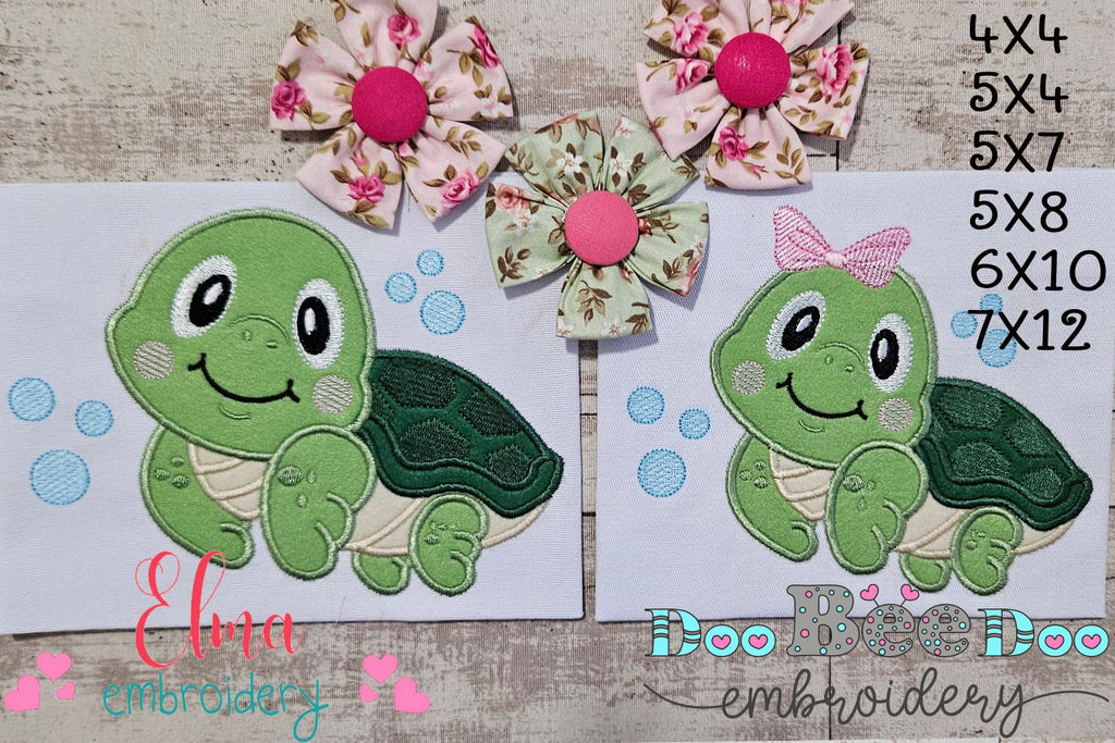 Sea Turtle Boy and Girl - Set of 2 Designs - Applique Embroidery
