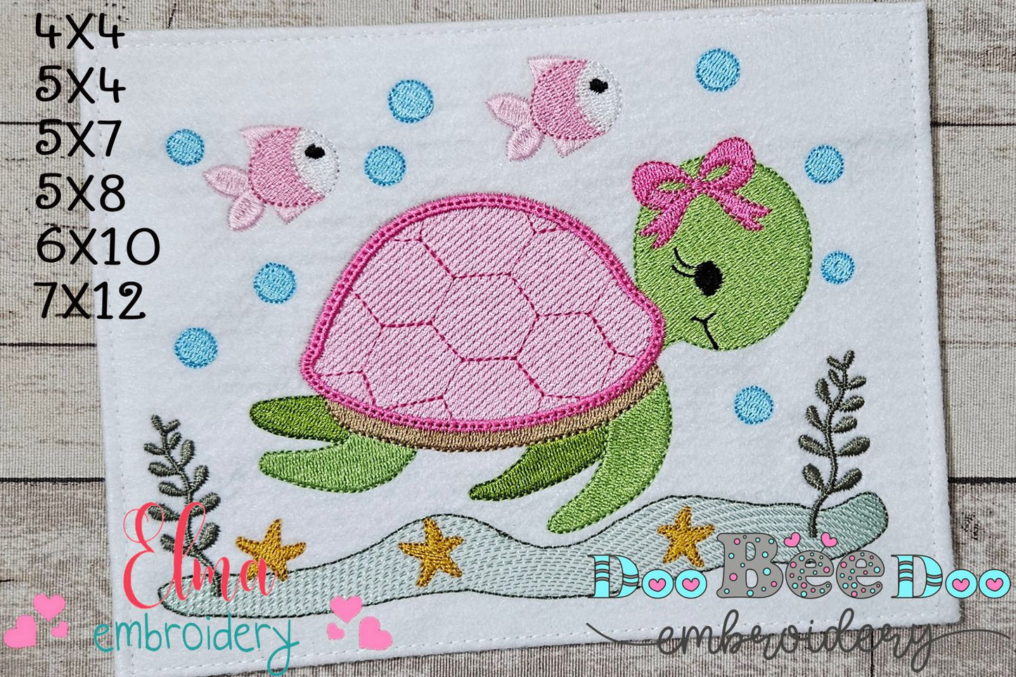 Sea Turtle Girl - Fill Stitch - Machine Embroidery Design