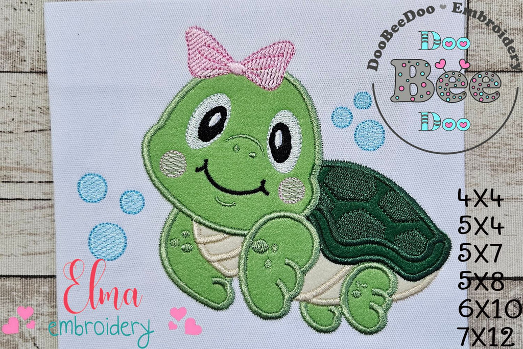 Sea Turtle Girl - Applique Embroidery