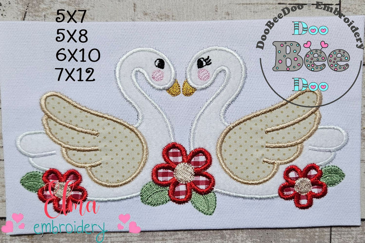 Swan Couple - Applique Embroidery