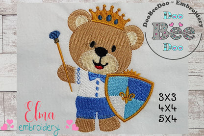 Prince Teddy Bear - Fill Stitch Embroidery