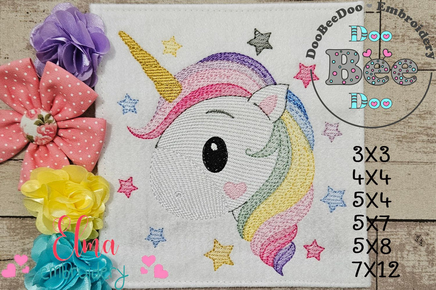 Magical Unicorn Face - Rippled Stitch - Machine Embroidery Design