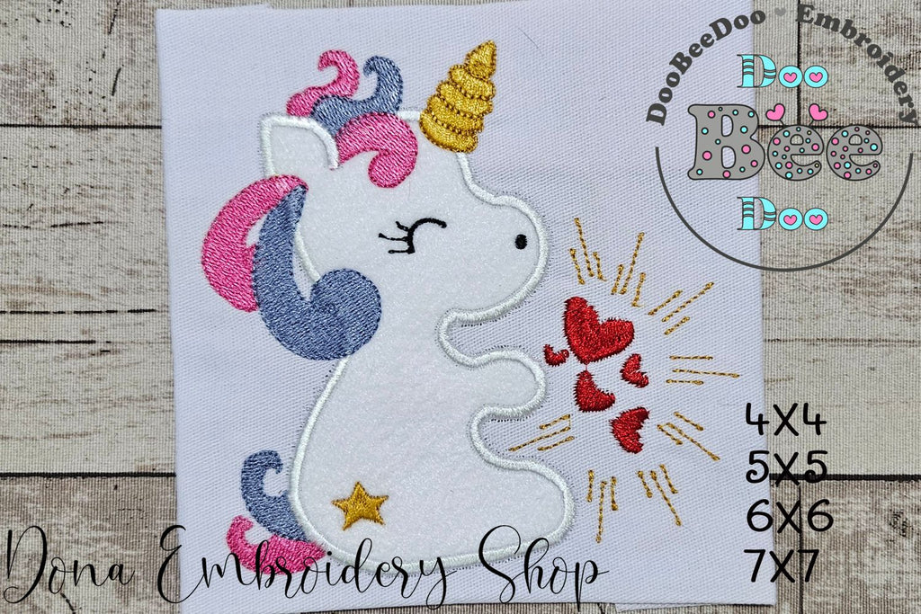 Love Unicorn - Applique - Machine Embroidery Design