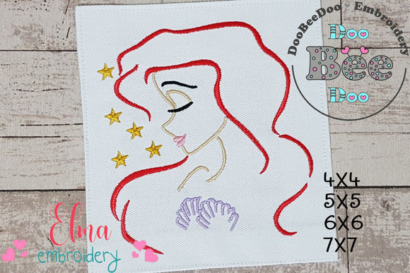 Mermaid Ariel - Fill Stitch Embroidery