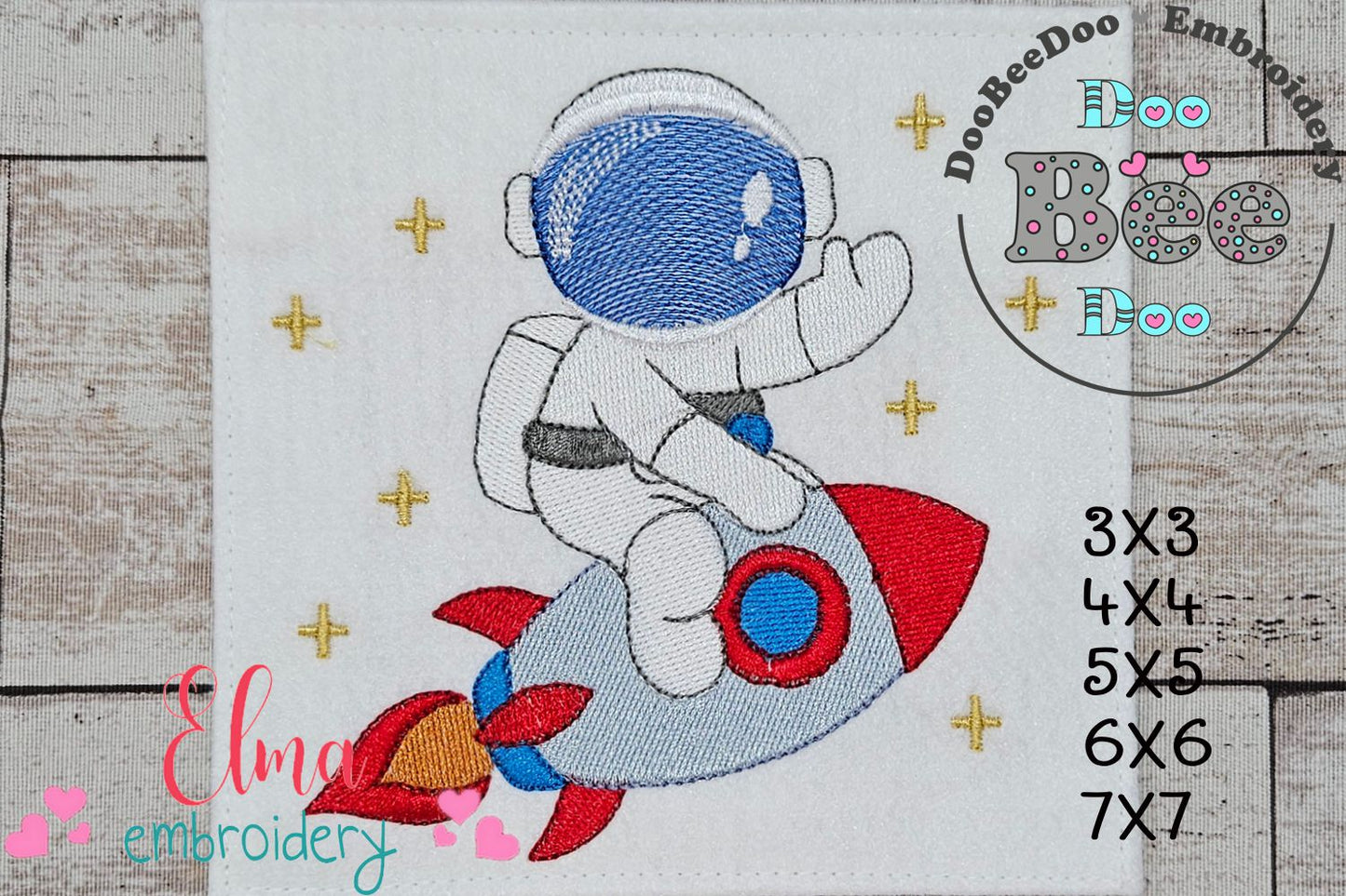 Astronaut on Space Rocket - Fill Stitch - Machine Embroidery Design