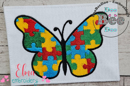 Autism Puzzle Butterfly - Fill Stitch
